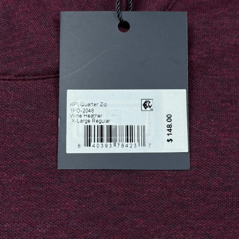 Mizzen+Main Mens KPI Quarter Zip Pullover Wine Heather XL 1PO-2048 NWT